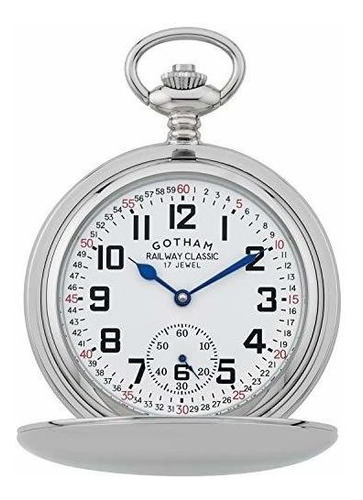 Gotham Reloj De Bolsillo Mecánico Con Esfera De Ferrocarril 