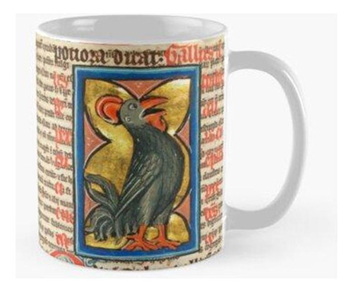 Taza Bestiario Medieval Extraño, Canto De Gallo Negro, Tipog