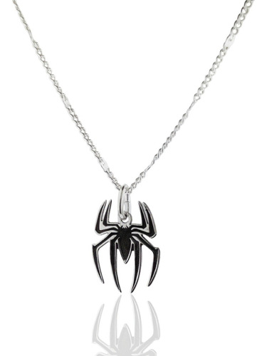 Dije Collar Spiderman Plata 925 Hombre Araña Con Cadena