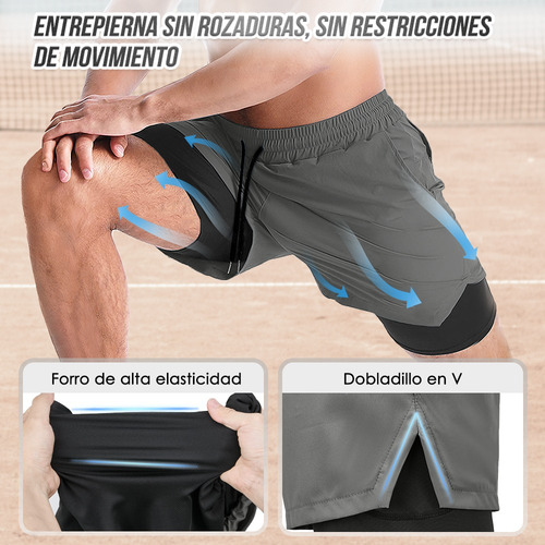 Short Lycra Deportiva Hombre Gym Con Forrado Secado Rápido