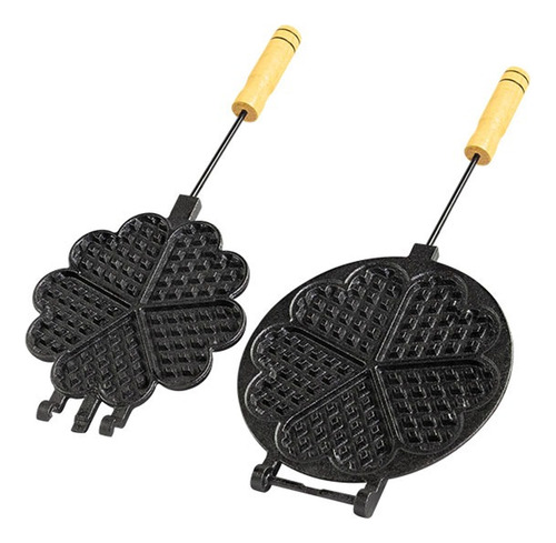 Forma Maquina De Waffle Fogão Ferro Santana Cabo Madeira Cor Preto Não Tem