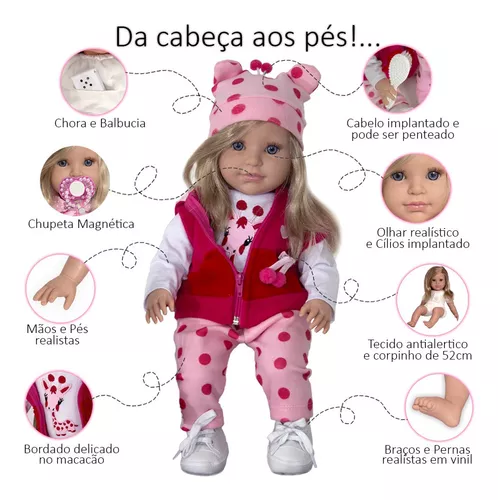 Baby Reborn Boneca Bebê Reborn Realista Girafinha