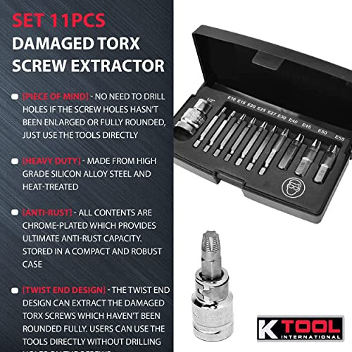Conjunto De 11 Extractores De Tornillos Torx Dañados T...