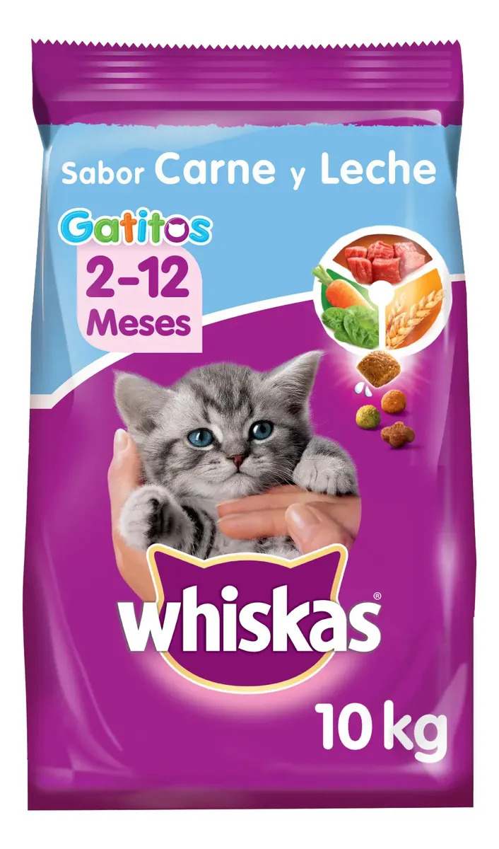 Whiskas Alimento Seco Para Gatitos Sabor Carne Y Leche 10kg