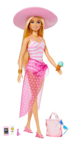 Muñeca Barbie Dia De Playa Con Accesorios Para Niña Original