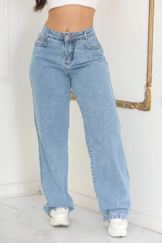 Calça Jeans Feminina Wide Leg Pantalona Cintura Alta Inverno