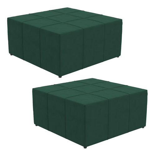 Kit 02 Puffs Quadrado Milano 90x90 Suede Verde Musgo Cor Verde-musgo