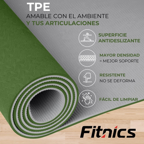 Imagen 2 de 8 de Mat Yoga Colchoneta Eco 8mm Doble Color Guías +bolso +correa