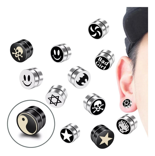 Arete Simulador Expansor Boton Iman Estilo Punk Diseños