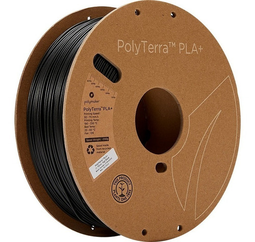 Filamento Polyterra Pla+ Negro 1.75mm, 1kg