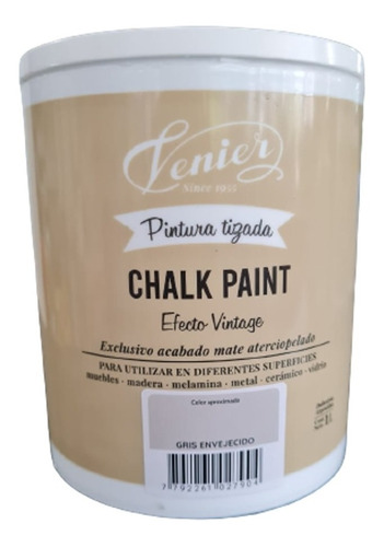 Pintura Tizada Al Agua Chalk Paint Gris Env Venier 1l Sibaco