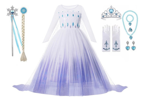 Vestido Frozen Queen Elsa Para Cosplay De Halloween, 11 Piez