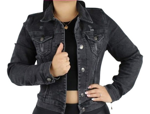 Chaqueta En Jean Licrado Para Dama