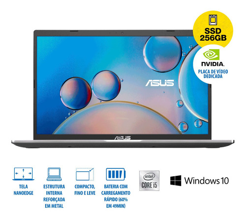 Notebook Asus Intel Core I5 8gb 256gb Ssd W10 15,6 Mx130