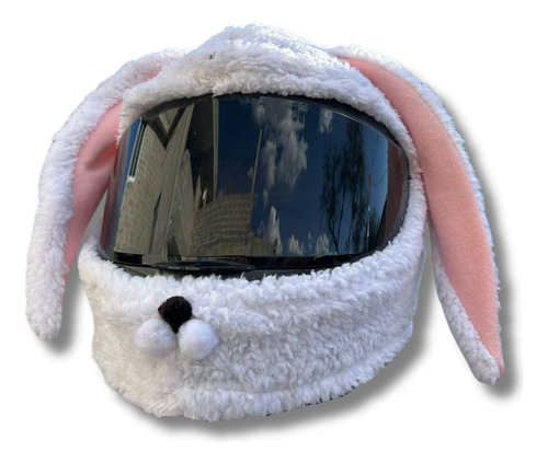 Casco Motocicleta Funda Ajustable De Conejo Blanco Mt