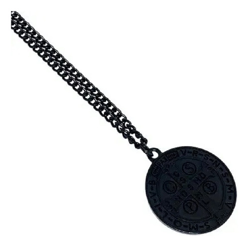 Colar Corrente Medalha De São Bento - Black Edition