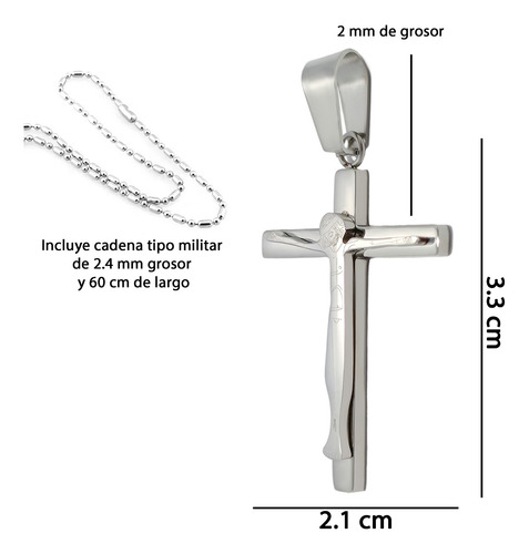 Cruz Con Cristo Acero Inoxidable Mod. 320