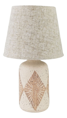 Abajur De Quarto Luminária De Mesa Cor Areia E Cúpula Palha