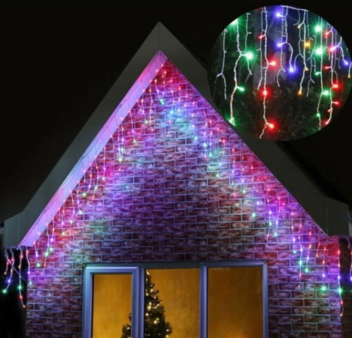 Juego Luces Navidad Cascada 400 Led Cubre 10 Metros Colores