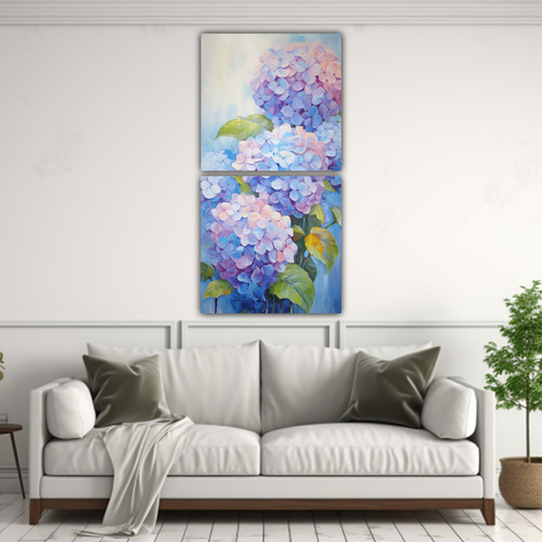 80x40cm Conjunto Abstracto Hortensias Estilo Estilo Óleo Ca