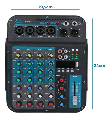 Mesa De Som Profissional 6 Canais Estúdio Usb Phantom 48v