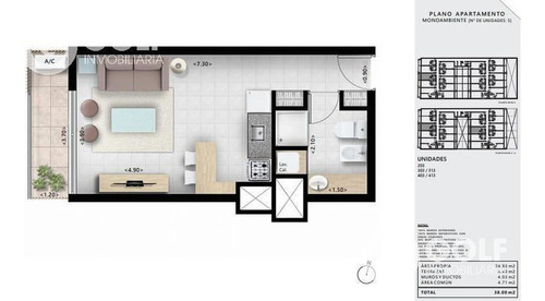 Vendo Apartamento De 1 Dormitorio Hacia Atrás, En Construcción, Pocitos, Montevideo