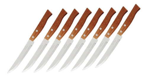 8 Cuchillo Asado Liso Tramontina Mango Madera