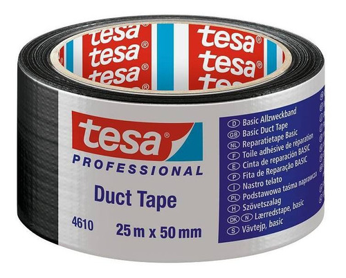 Imagem 1 de 2 de Fita Silver Tape Basic Preta 50mmx25metros Tesa Importado