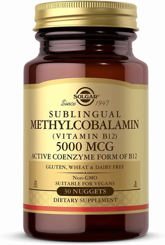 Solgar Vitamina B12 Methylcobalamin 5000mcg Sublingual 30nug Sabor Neutro