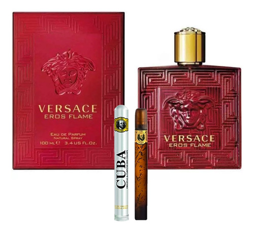 Eros Flame Versace 100ml Caballero Original+perfum Cuba 35ml