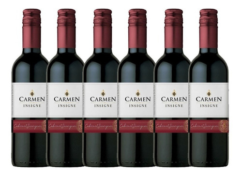 Pack 6 Piezas De Vino Tinto Carmen Insigne Cab Sauv 375 Ml