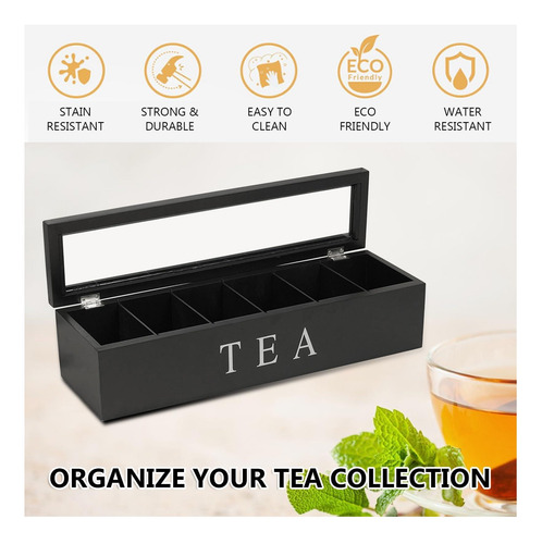 Caja De Almacenamiento De Té De Madera, Compartimentos Retro