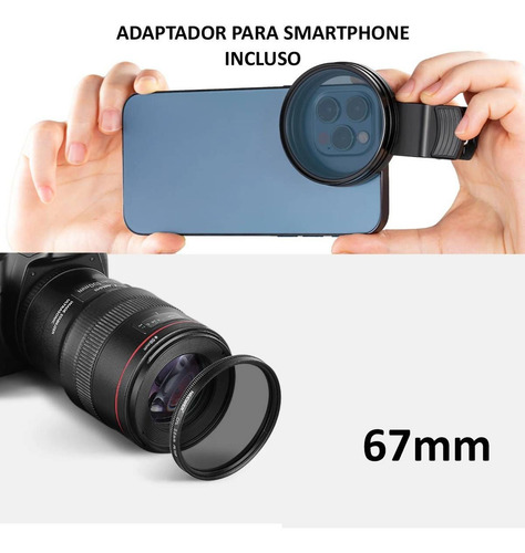 Neewer Clip On 67mm Kit Filtro Lentes Celular Clip Lente Zapata Fría Pomo Bloqueo Cpl Nd32 6 Puntos Estrella 4 Filtros Color Graduado Compatible con Iphone 15 Pro Max 14 13 Samsung S22 S23