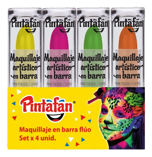 Maquillaje Artistico Barra Fluo Colores Pintafan 4grs