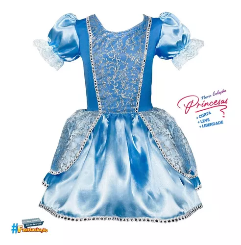 Fantasia Cinderela Infantil Vestido Original Princesa Disney Tamanho: G