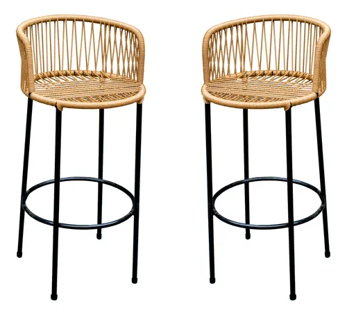 comprar Combo 2 Banquetas Desayunador Tejida Cordon Rolox Caño Negro