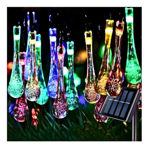 Guirnalda Luces Led Navidad En Forma De Gota De Agua Solar