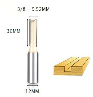 Fresa Para Tupia Reta Haste 12mm X 3/8 ( 9.52mm)