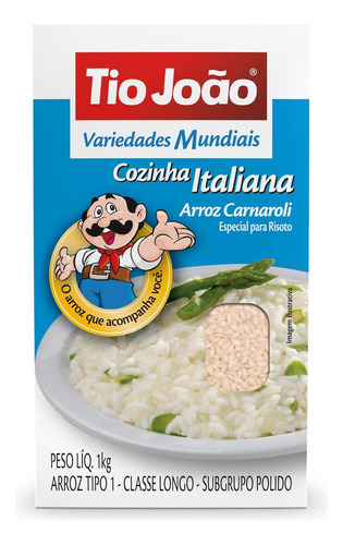 Tio João Arroz Carnaroli para risoto Variedades Mundiais Cozinha Italiana 1kg 