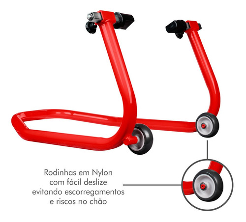 Imagem 8 de 10 de Cavalete Universal Traseiro Moto Hornet Twister Cb300 Verm.