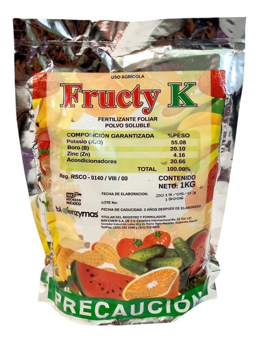 Imagen 1 de 5 de Fructy K 1kg Fertilizante Foliar Frutales Alto En Potasio