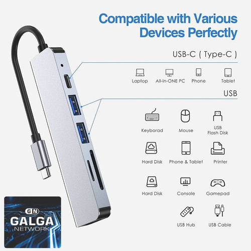 Imagen 7 de 10 de Hub Adaptador Tipoc (hdmi+2xusb 3.0+sd+microsd+tipoc Hembra)