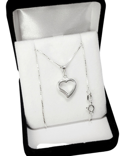 Conjunto Plata 925 Cadena + Dije Corazon Calado Hermoso Gt 