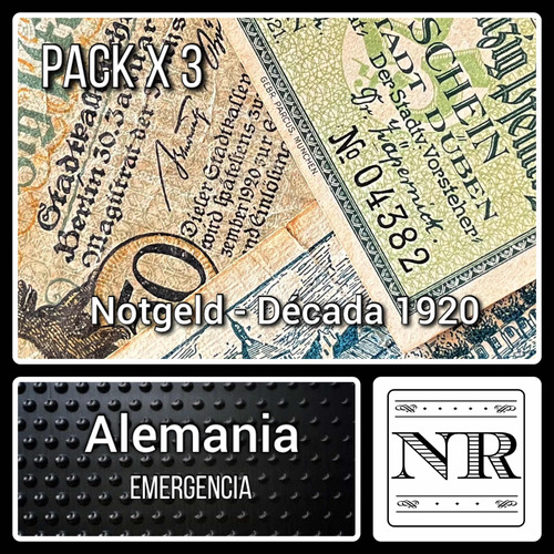 Lote Notgelds Alemanes - Billetes Emergencia X 3 - Pack A