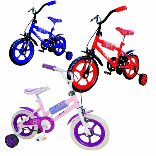 Bicicleta Rodado 12 Chicos Rueditas Nene Kids Colores