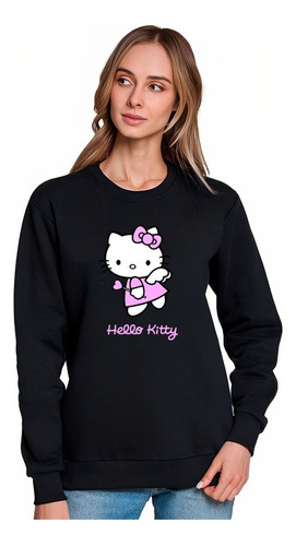 Poleron Estampado Gato Kawai Hello Kitty/angel Gatito Cat Regalo Moda Mujer