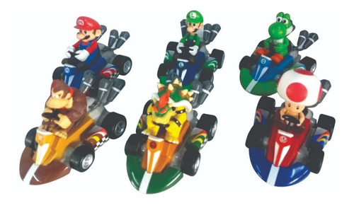 Muñecos De Mario Bros Kart Retroimpulso Bawser Yoshi X6 +obs