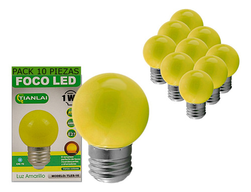 Foco Led Bombilla Decorativo Amarillo 5w Base E27 10 Piezas