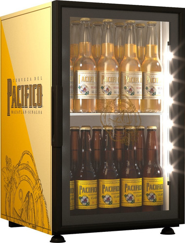 Cooler Pacífico Bajo Cero Para Cervezas Color Amarillo Con Dorado