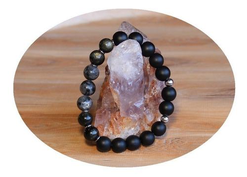 Pulsera Piedras Naturales Obsidiana Dorada Labradorita Ónix